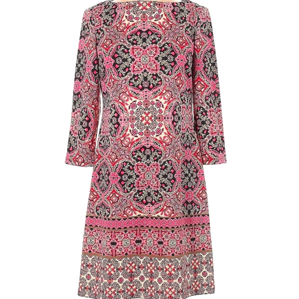 Wisp Stitch Fix Trellis Print Pink and Black Dress Size 8